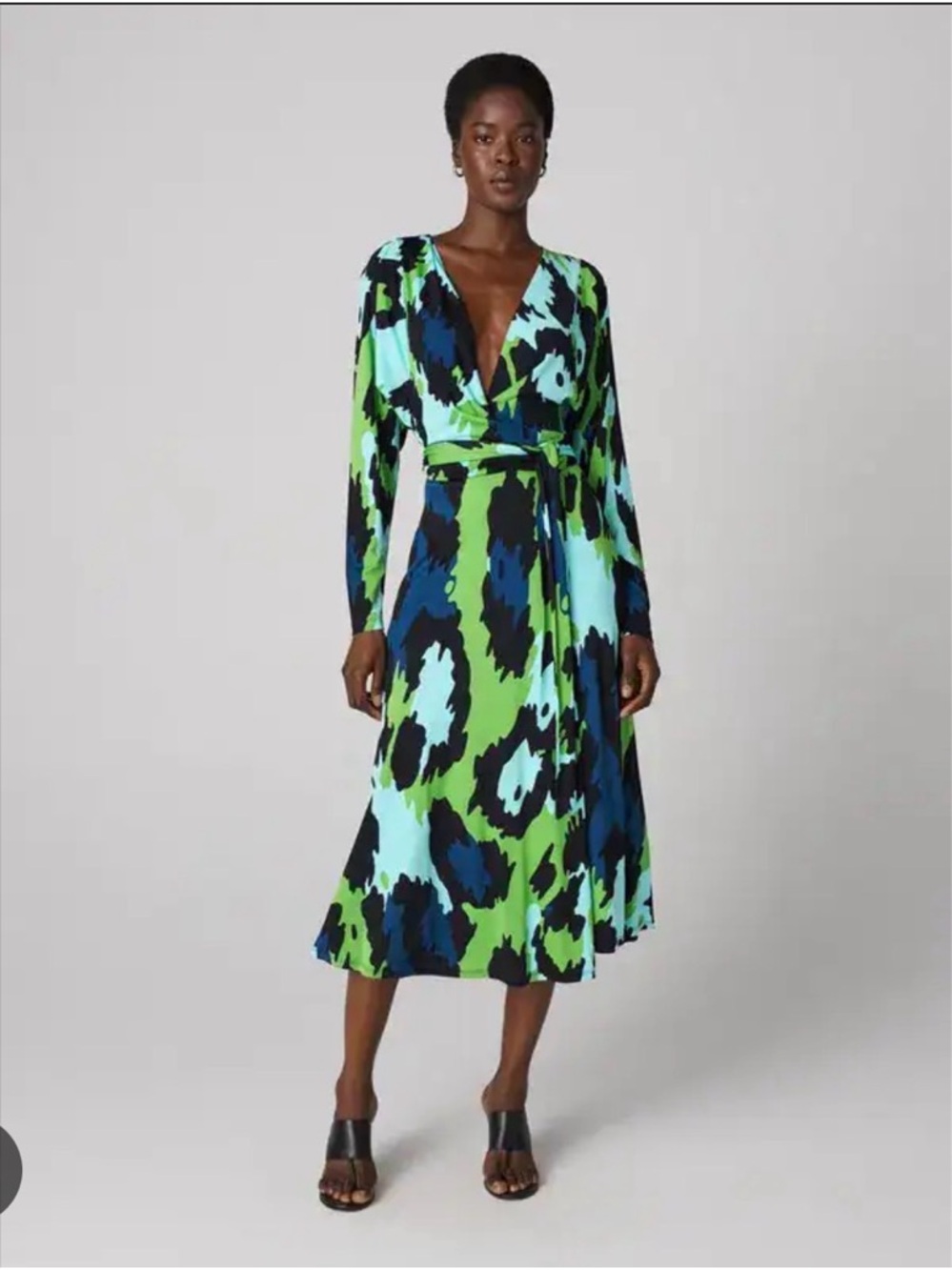 DVF Amara Matte Jersey Wrap Dress In Giant Jungle Cat